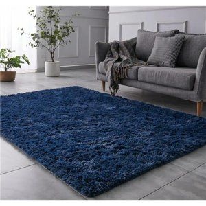 Shaggy Navy Blue Rug, 2x3 Area Rugs for Living Room,Anti-Skid Extra Comfy Fluffy